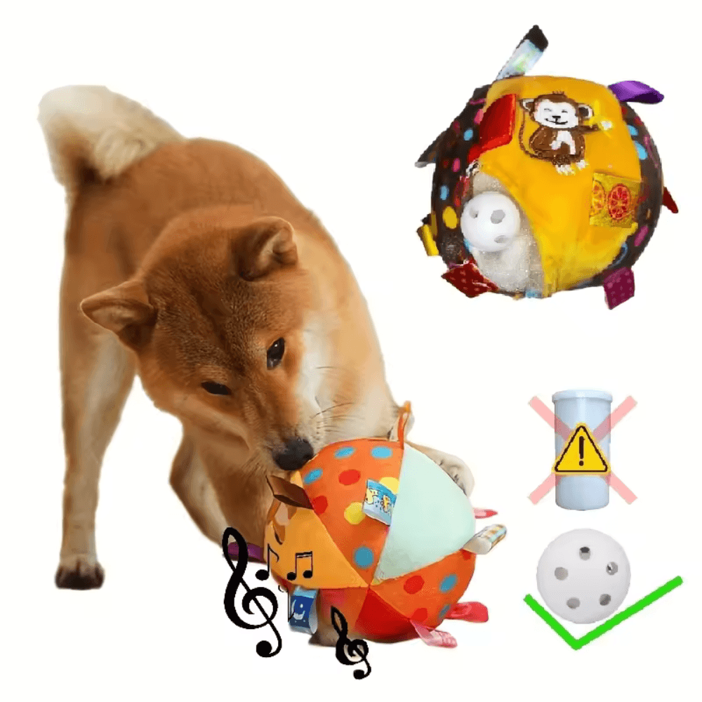 Pelota interactiva para masticar para perros duradera con cascabeles