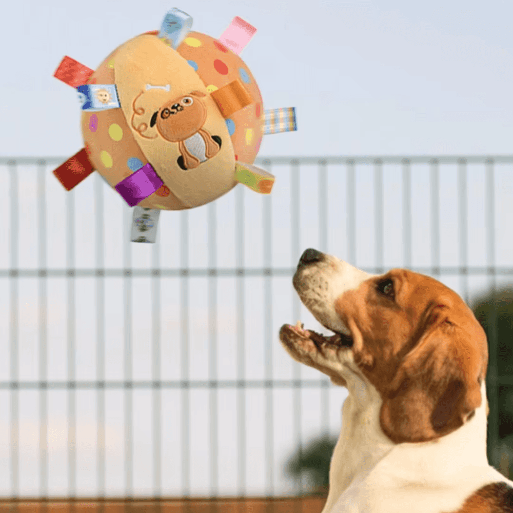 Pelota interactiva para masticar para perros duradera con cascabeles