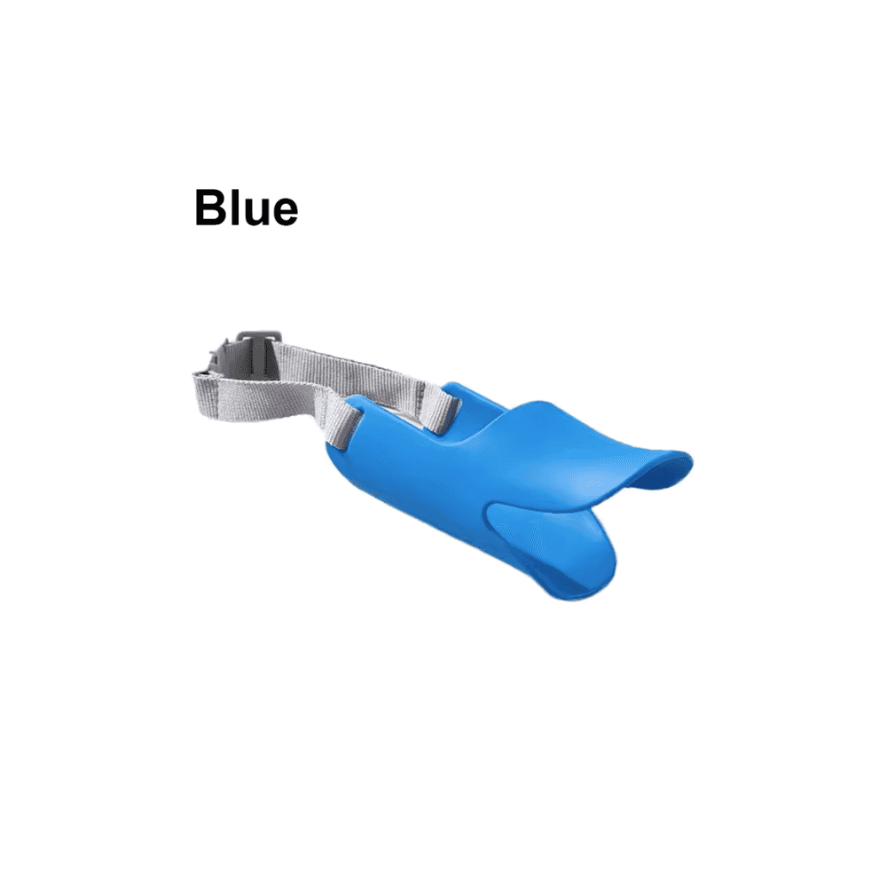 Dogs Anti Bite Stop blue muzzle with duck-bill shape. Soft silicone construction ensures comfort and safety for pets.