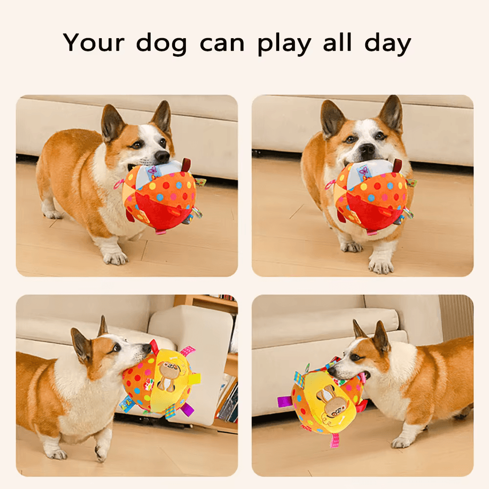 Pelota interactiva para masticar para perros duradera con cascabeles