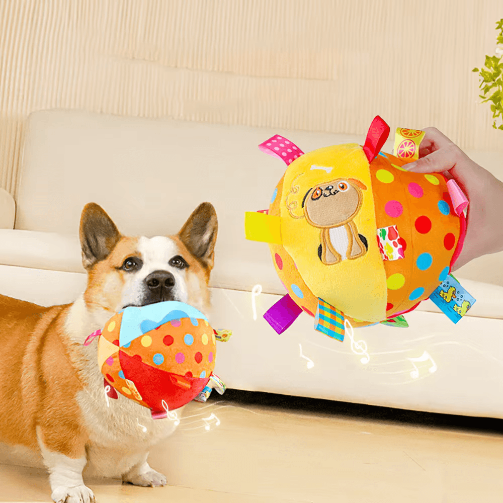 Pelota interactiva para masticar para perros duradera con cascabeles