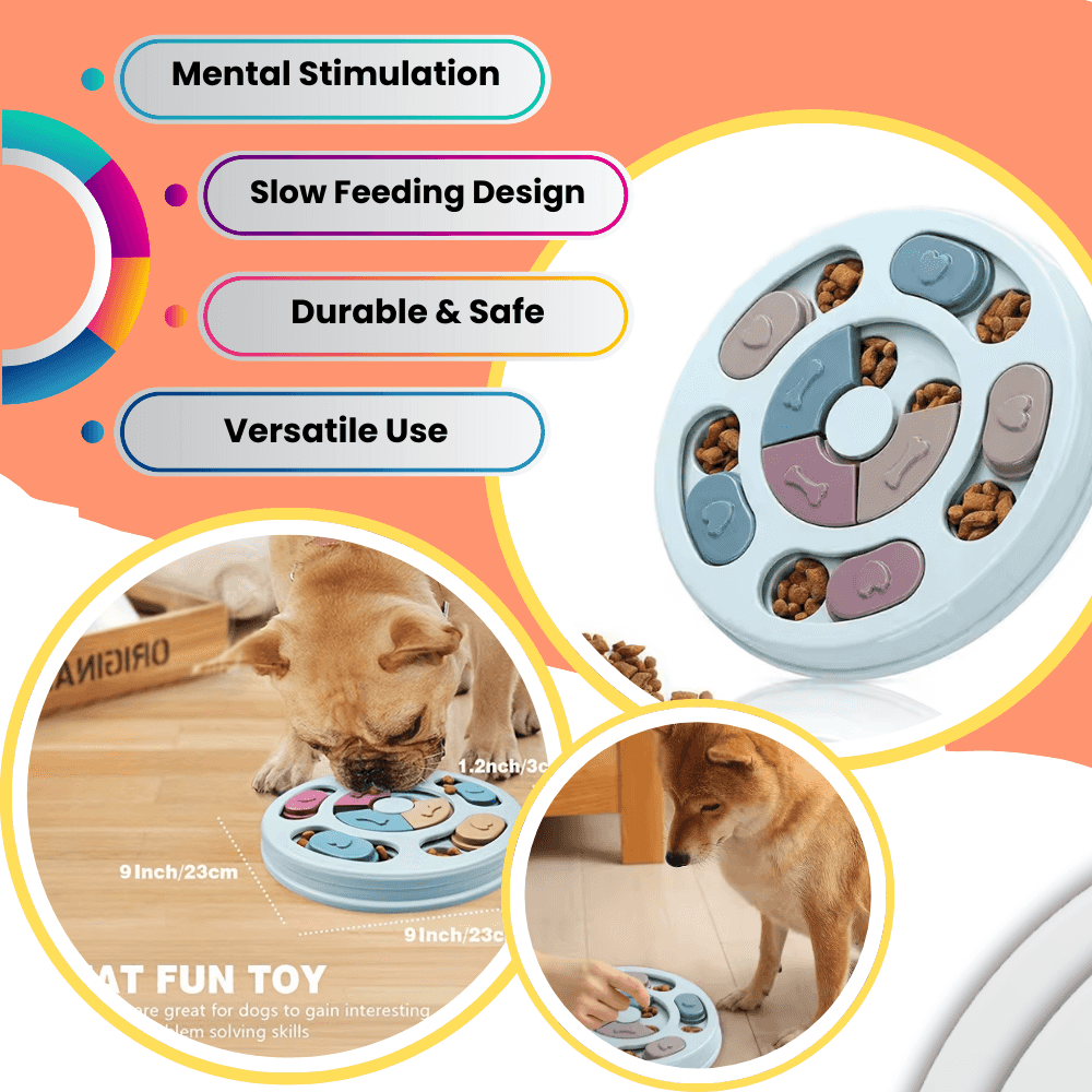 Comedero interactivo de alimentación lenta con forma de rompecabezas para mascotas