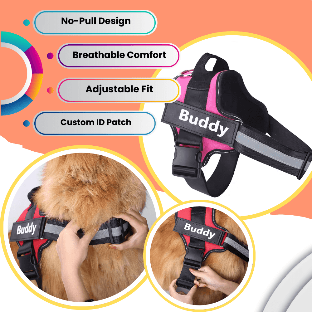 Reflektierendes Anti-Zug-Hundegeschirr mit individuellem ID-Patch