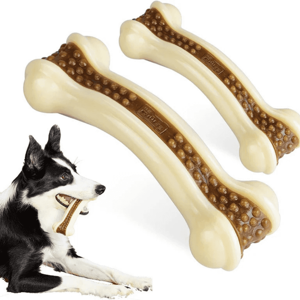 Juguete masticable para perros con forma de anillo de piel de vaca
