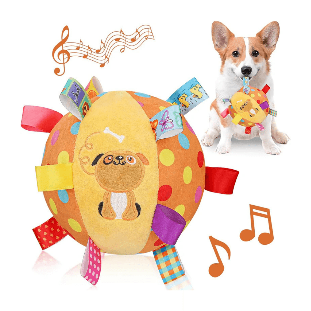 Pelota interactiva para masticar para perros duradera con cascabeles