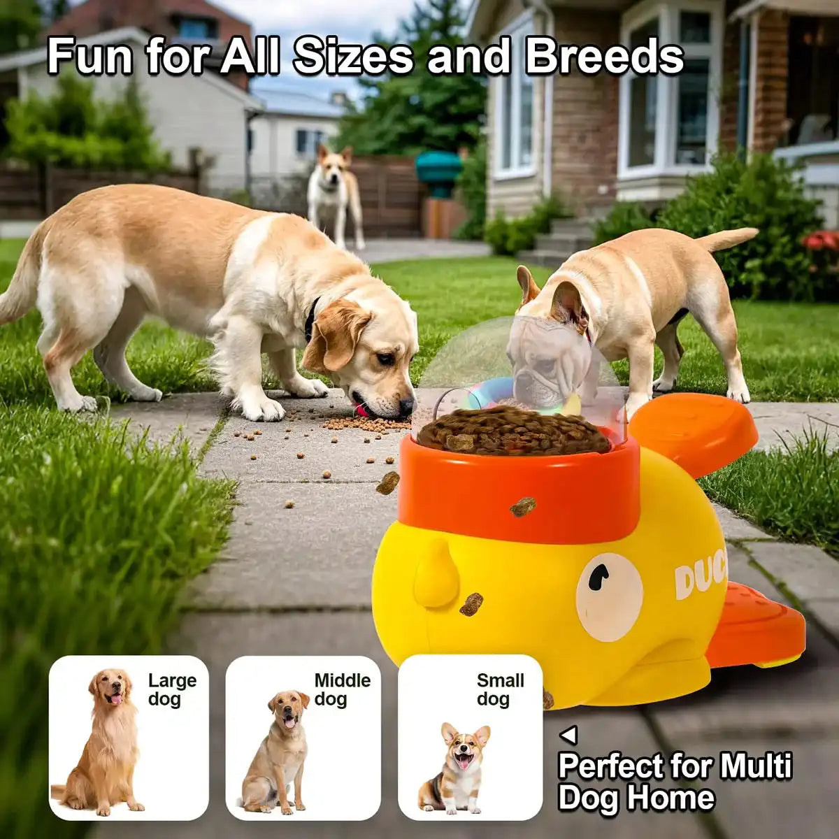 Dog Interactive Treat Dispenser Toy, 2-in-1 Duck Design for Small Pets, Slow Feeder & IQ Training, Durable for Cats & Dogs
