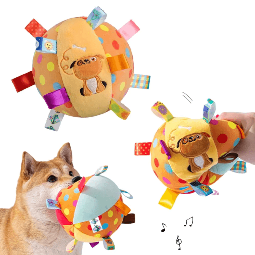 Pelota interactiva para masticar para perros duradera con cascabeles