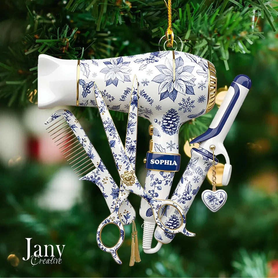 Custom Name Hairstylist Christmas Ornament, Hairdresser Gift, Hair Stylist Gift, Christmas Gifts for Hairstylist, Hairdresser Ornament Gift