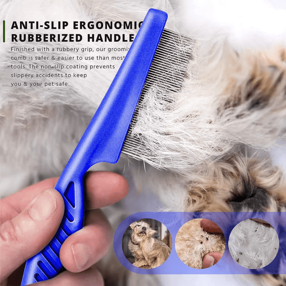 COMBO - Doppelseitiger Floh- und Läusekamm aus Edelstahl für Katzen und Hunde