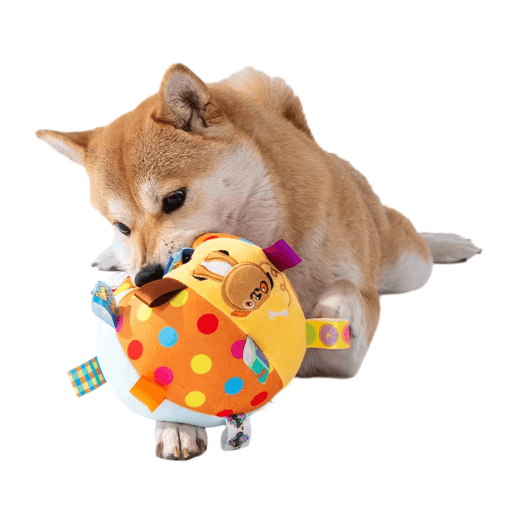 Pelota interactiva para masticar para perros duradera con cascabeles