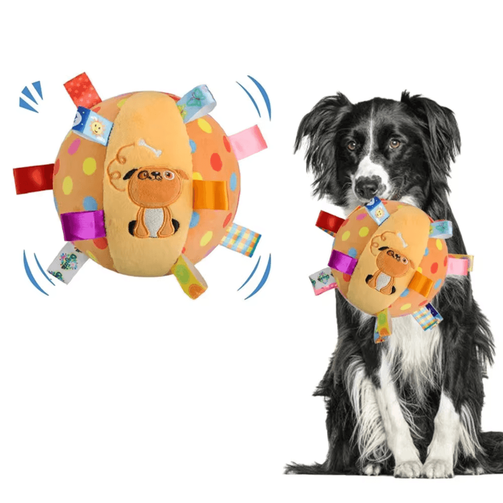 Pelota interactiva para masticar para perros duradera con cascabeles
