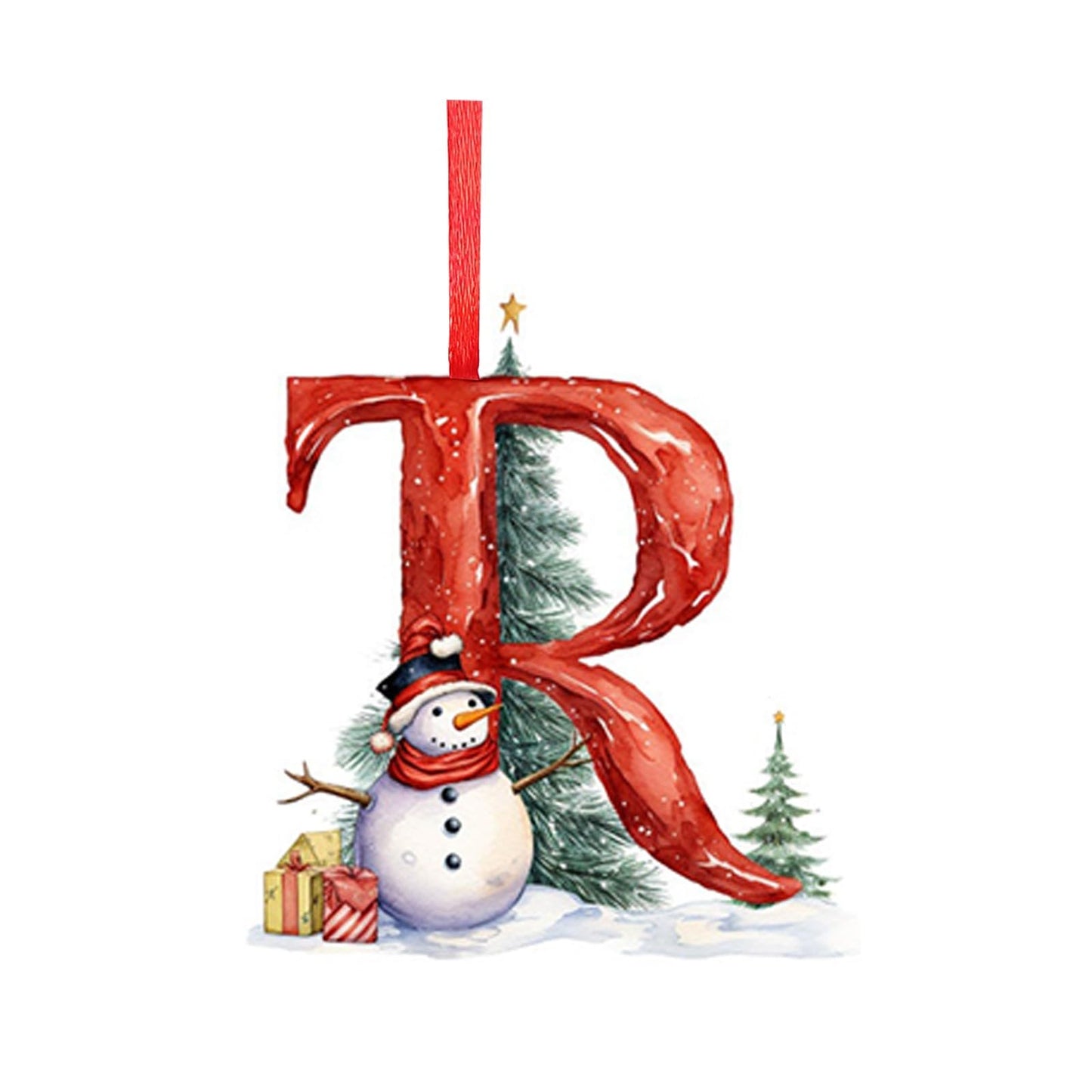 26 Letters Christmas Tree Decoration Pendant,DIY Hanging Christmas Ornaments,Letter Personalized Christmas Indoor for Christmas Tree Ornaments Pendant Hanging Decorations (J)