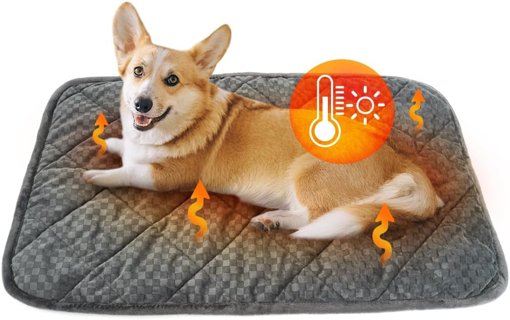 ARGOPET Cat Bed (30x19in) Self Warming, Polyester, Checkered Grey, 16oz, Machine Washable, Anti-Slip, Pet Bed Mat for Indoor & Outdoor Pets