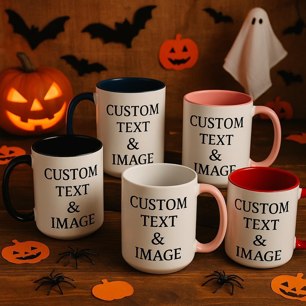 Customized 15oz Ceramic Coffee Mugs with Personalized Text and Photo Image Upload Novelty Gift, Personalize With Different Design And Images