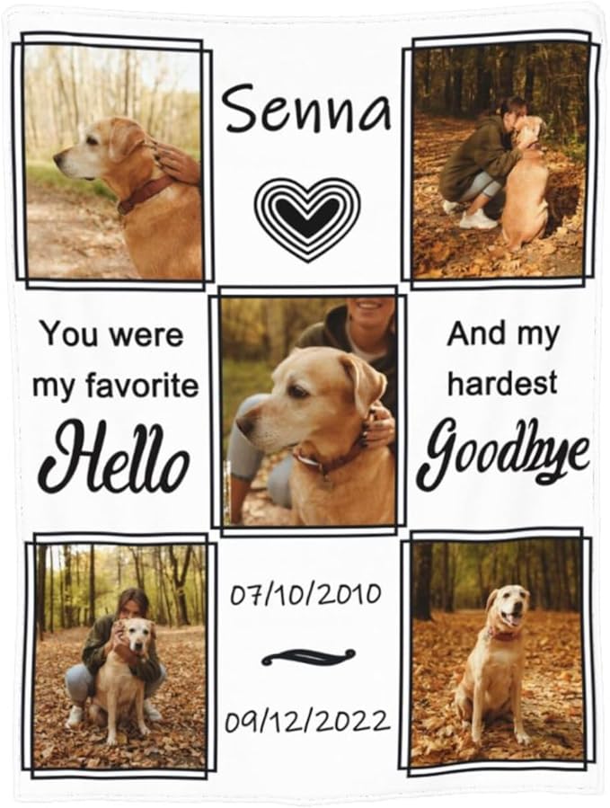 Custom Dog Photo Memorial Blanket Personalized Pet Memorial Gifts for Dogs Loss of Pet Sympathy Gift Dog Bereavement Gifts