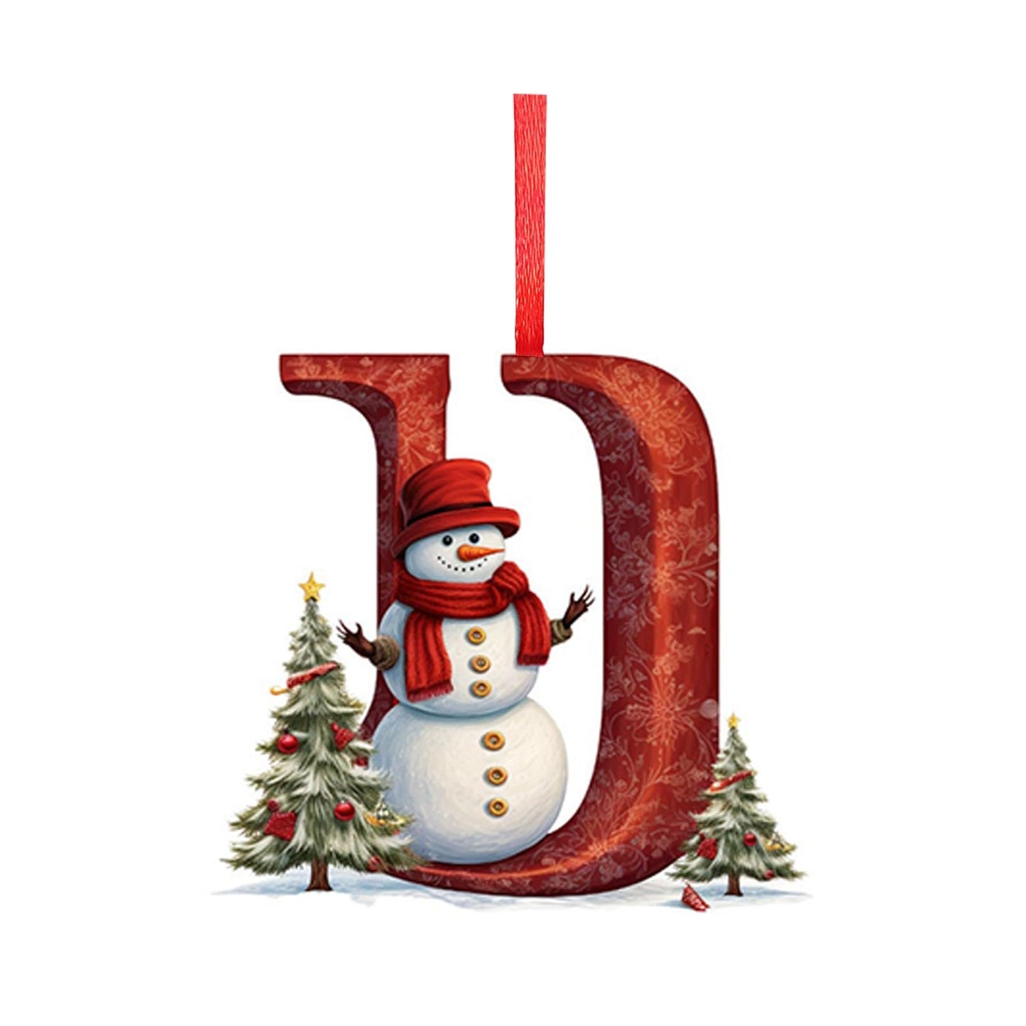 26 Letters Christmas Tree Decoration Pendant,DIY Hanging Christmas Ornaments,Letter Personalized Christmas Indoor for Christmas Tree Ornaments Pendant Hanging Decorations (J)