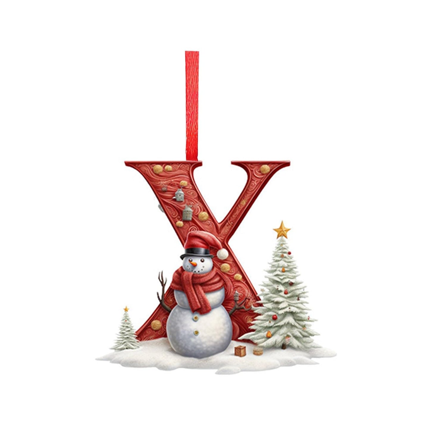 26 Letters Christmas Tree Decoration Pendant,DIY Hanging Christmas Ornaments,Letter Personalized Christmas Indoor for Christmas Tree Ornaments Pendant Hanging Decorations (J)