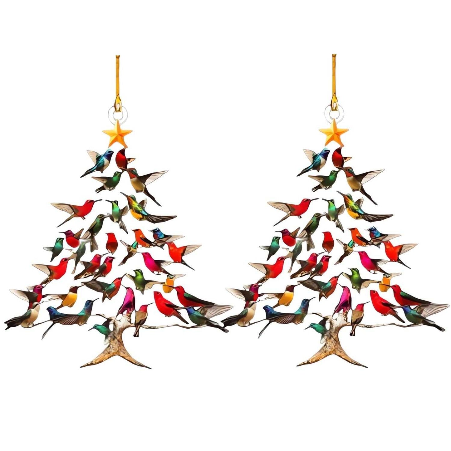 Hummingbird Christmas Ornament, Colorful Hummingbirds Tree Decor, Stacked Hummingbird Ornament for Christmas, Winter Hummingbirds Home Decoration, for Bird Lovers (1PC)