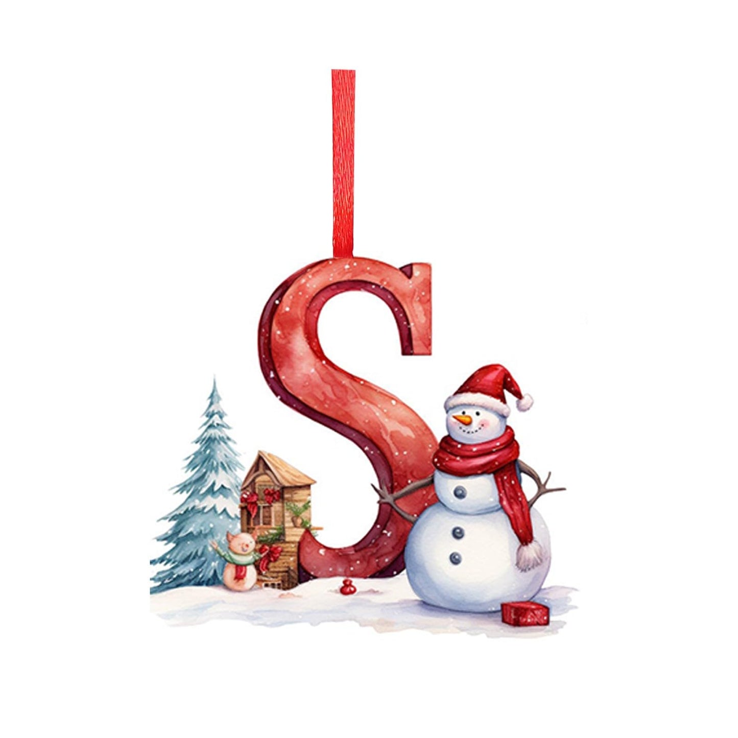 26 Letters Christmas Tree Decoration Pendant,DIY Hanging Christmas Ornaments,Letter Personalized Christmas Indoor for Christmas Tree Ornaments Pendant Hanging Decorations (J)