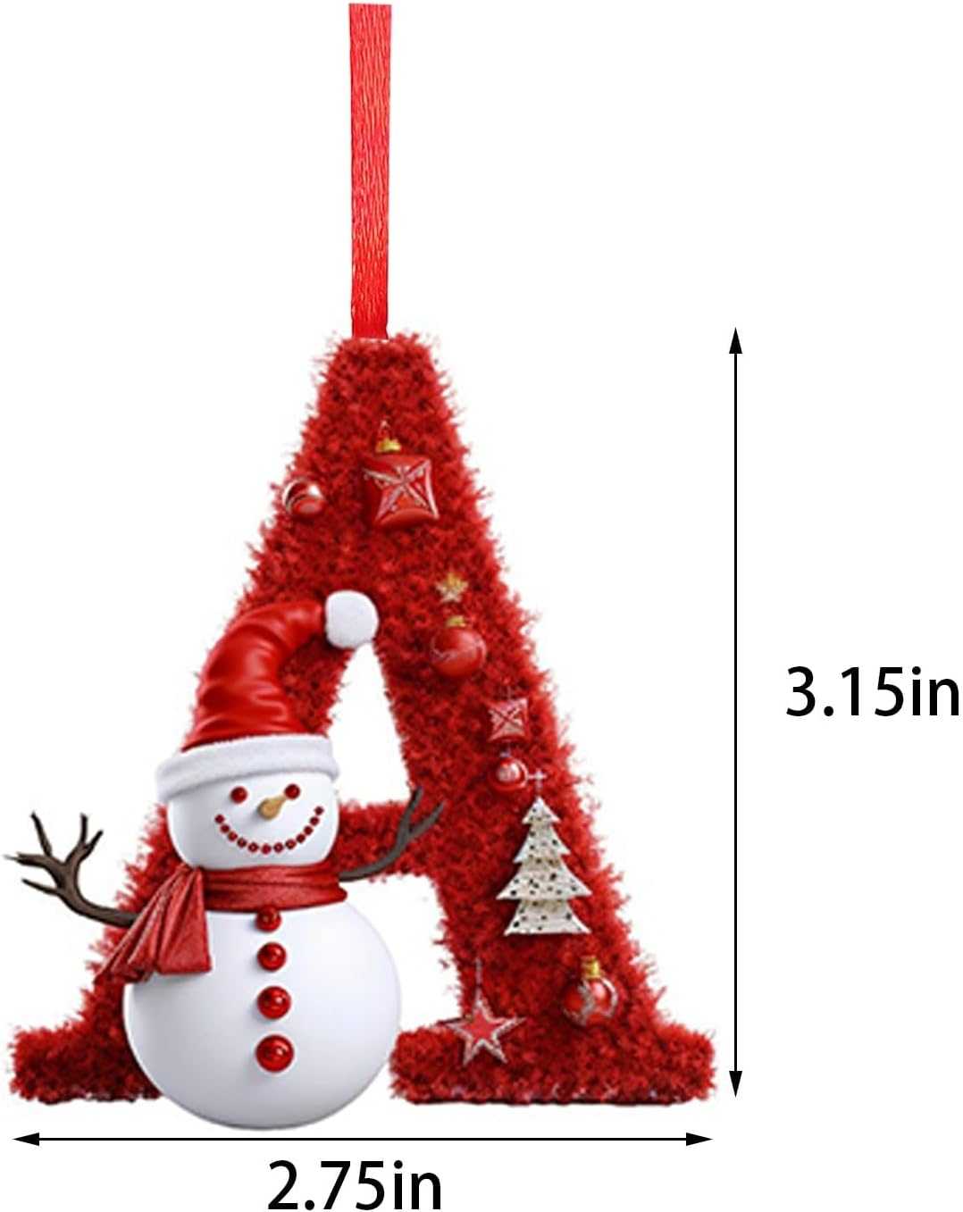 26 Letters Christmas Tree Decoration Pendant,DIY Hanging Christmas Ornaments,Letter Personalized Christmas Indoor for Christmas Tree Ornaments Pendant Hanging Decorations (J)