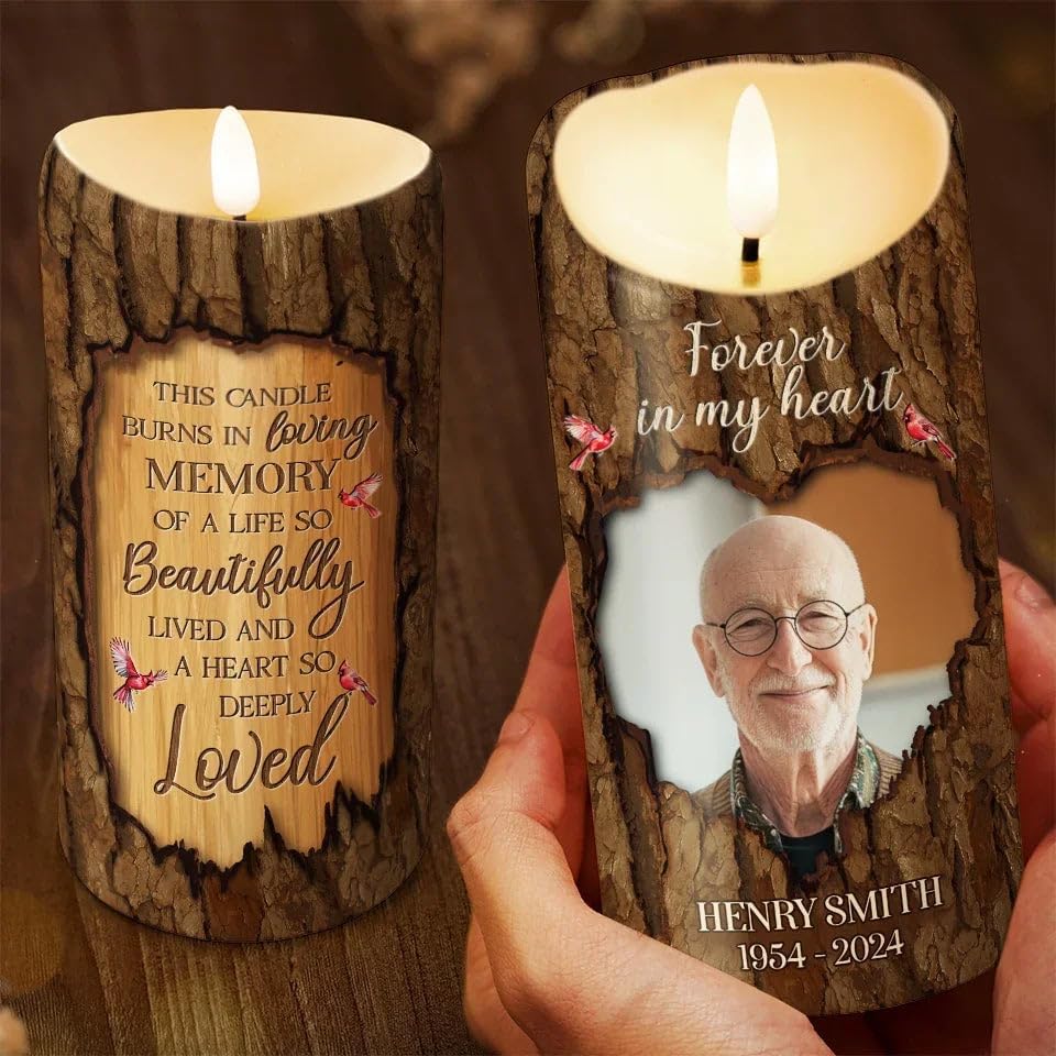 Dein Leben war ein Segen für uns alle – personalisierte Foto-3D-LED-Gedenkkerzen, Erinnerungslampen, Trauergeschenke zum Verlust von Vater, Mutter