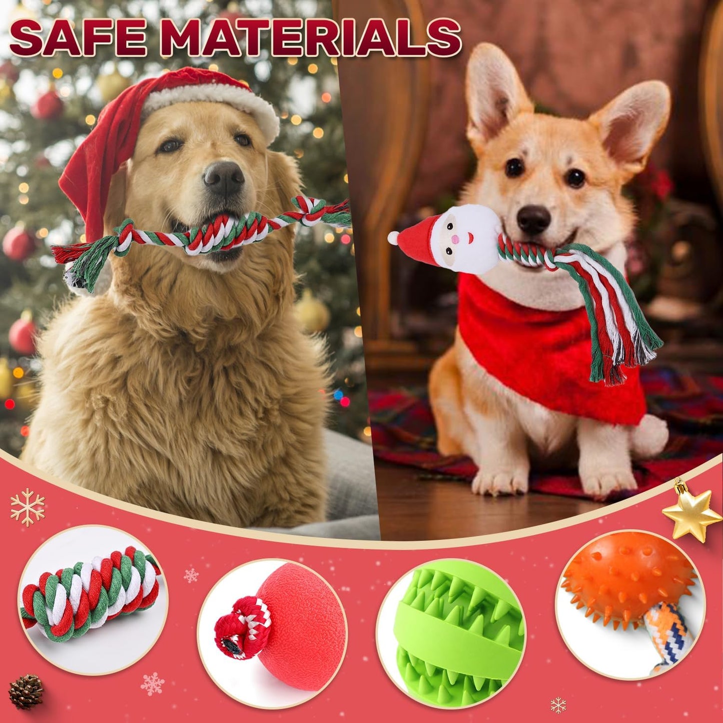 Dog Advent Calendar 2025, Christmas Dog Toys Chew Ropes Squeaky Balls Teething Toys Bow Tie Collars Bandana, 24 Set Christmas Countdown Calendar Gift for Dog Puppy
