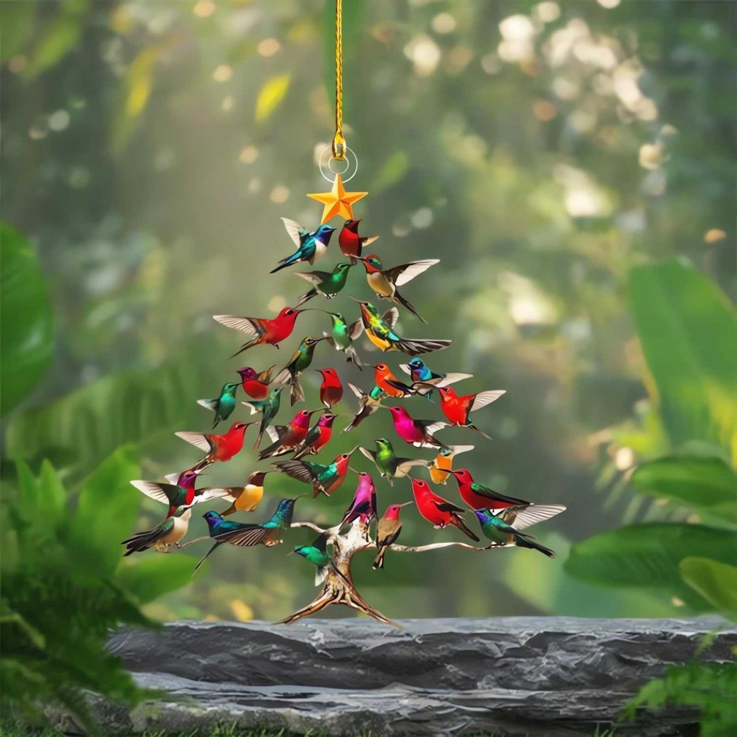 Hummingbird Christmas Ornament, Colorful Hummingbirds Tree Decor, Stacked Hummingbird Ornament for Christmas, Winter Hummingbirds Home Decoration, for Bird Lovers (1PC)