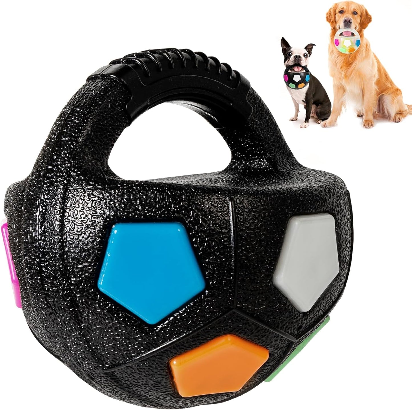 Tough Durable Ball Toy for Aggressive Chewers Ball in Bottle Strong Rubber Football Dog Chew Fetch Toy for Medium Large Breeds