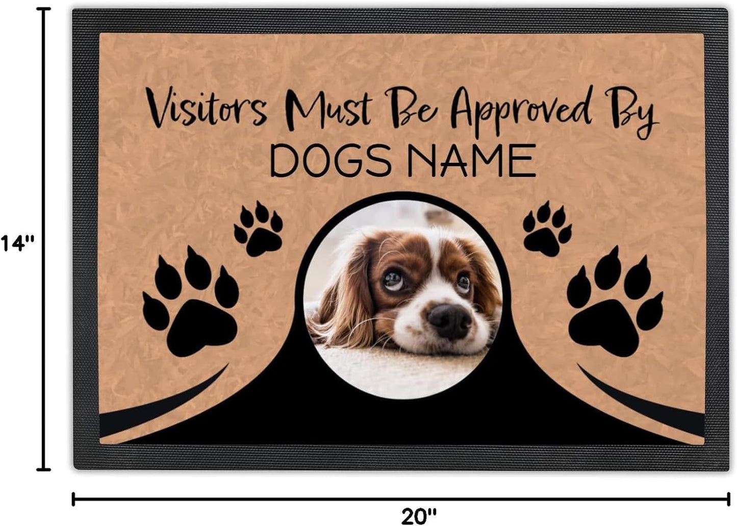 Personalisierte Fußmatte für Hunde mit Foto & Namen – Personalisierte Fußmatte "Besucher müssen genehmigt werden", rutschfest & langlebig