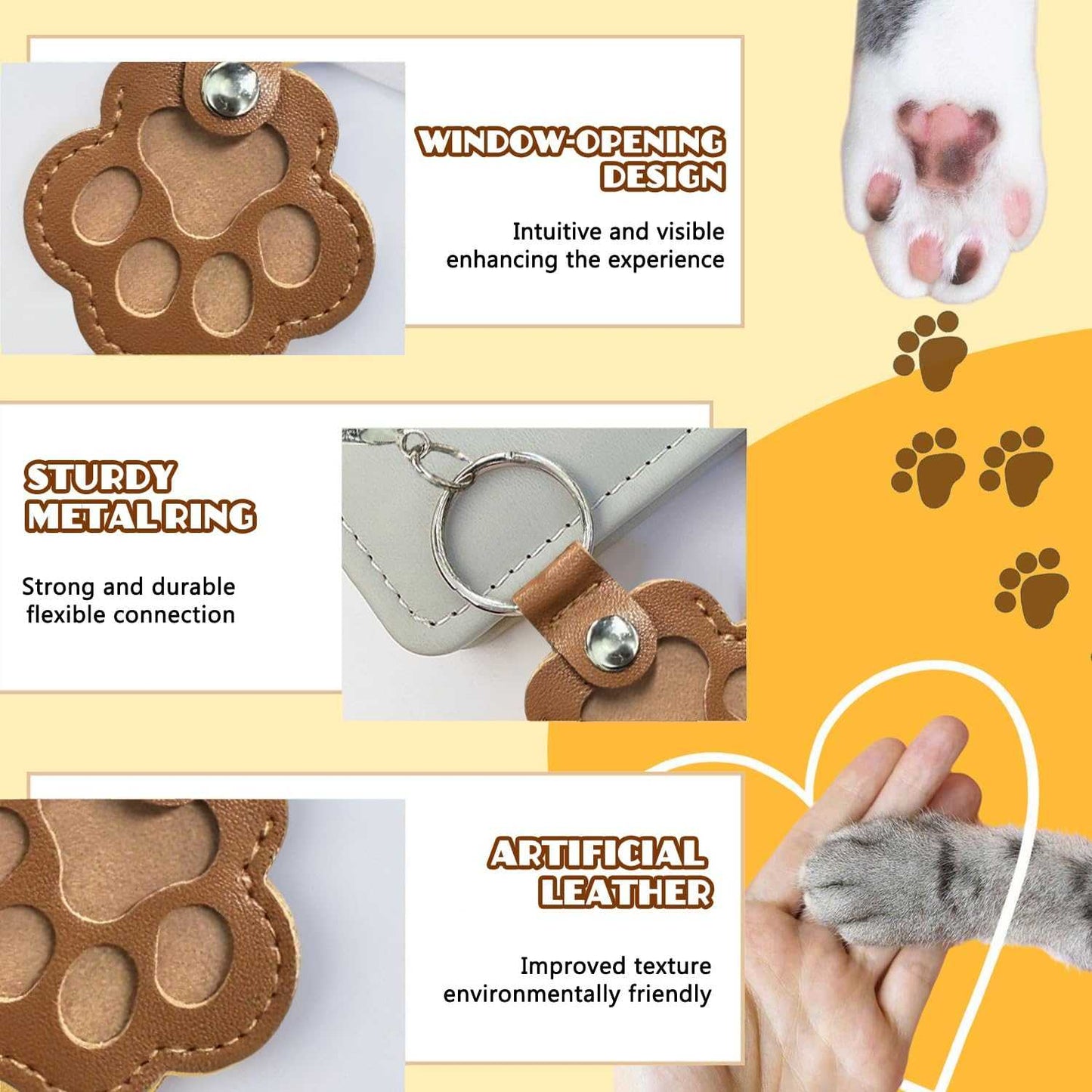 3 Pcs Dog Fur Storage Keychain, Cute Leather Paw Keychain Pet Hair Keepsake Keyring, Unique Memorial Collection Key Chain, Pet Memorial Gifts for Bag Purse Paw Charm Key Holder(Gray,Black,Brown)
