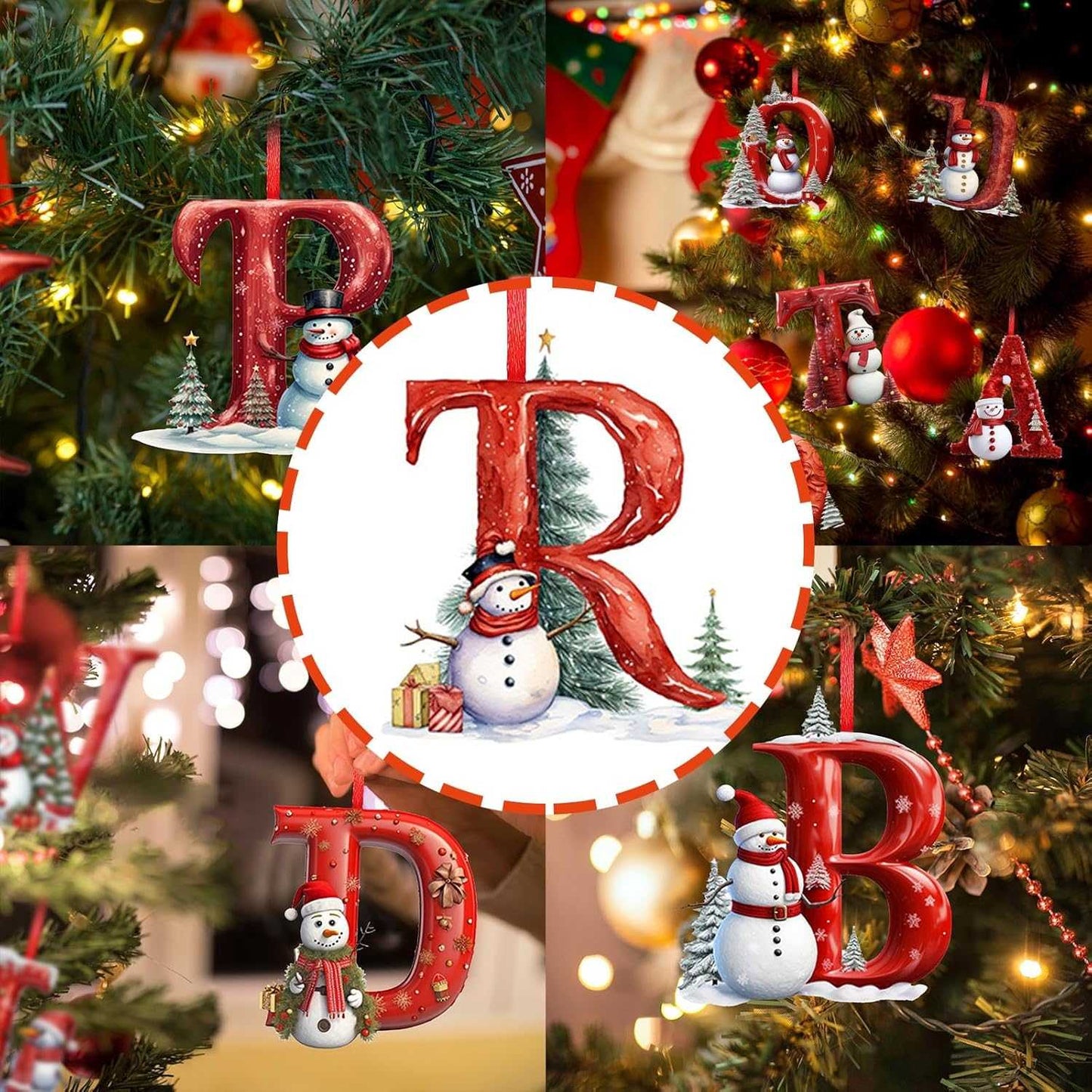 26 Letters Christmas Tree Decoration Pendant,DIY Hanging Christmas Ornaments,Letter Personalized Christmas Indoor for Christmas Tree Ornaments Pendant Hanging Decorations (J)