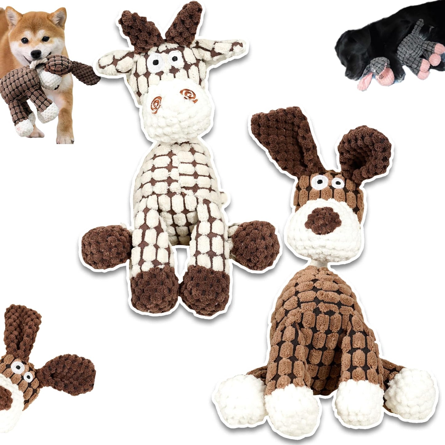Bite Buddy Chew Toy for Dogs Indestructible, Petsboro Bitebuddy Dog Toys, Dog Stuffed Animals Chew Toys with Squeakers, Bite-Resistant Pet Plush, for Medium and Small Dogs (A+B)