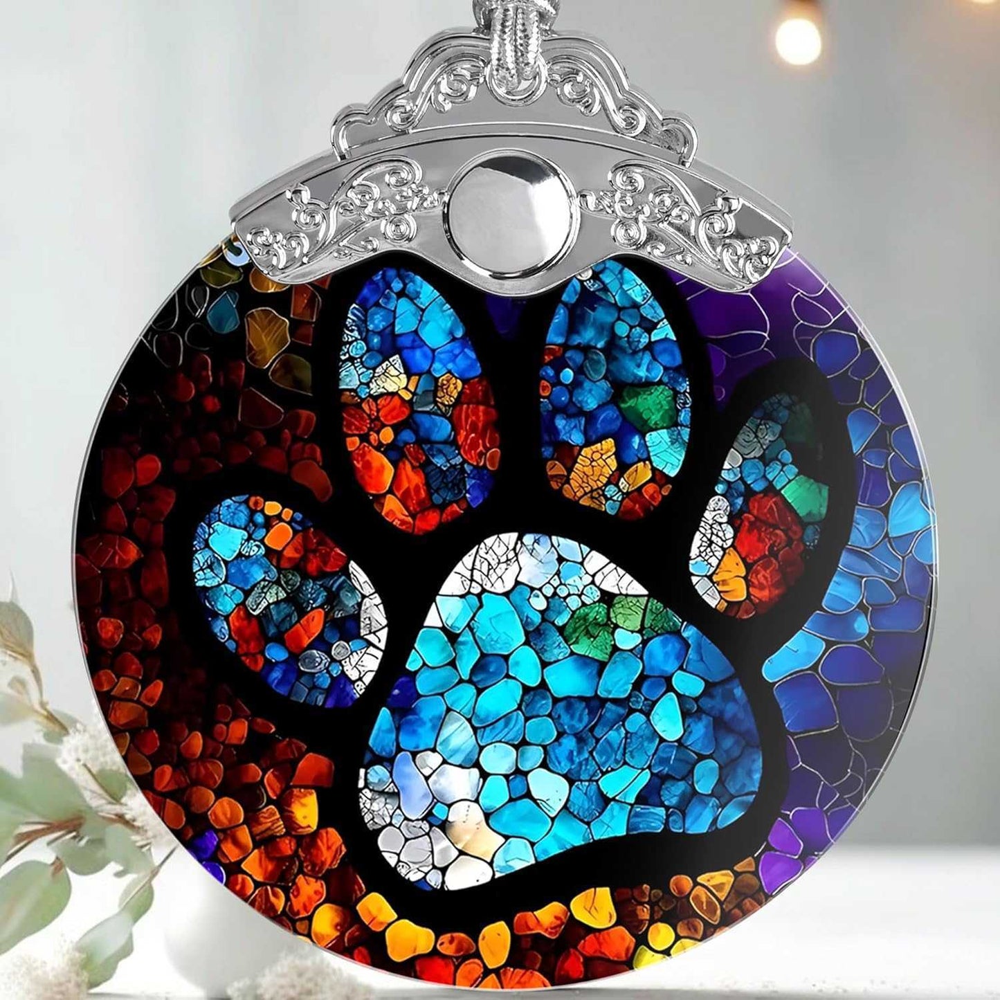Stained Glass Christmas Ornaments, Jocidea Pet Ornaments for Christmas Tree, Christmas Tree Decor, Pet Lovers Gifts, Holiday Decor and Xmas Gifts Ideas