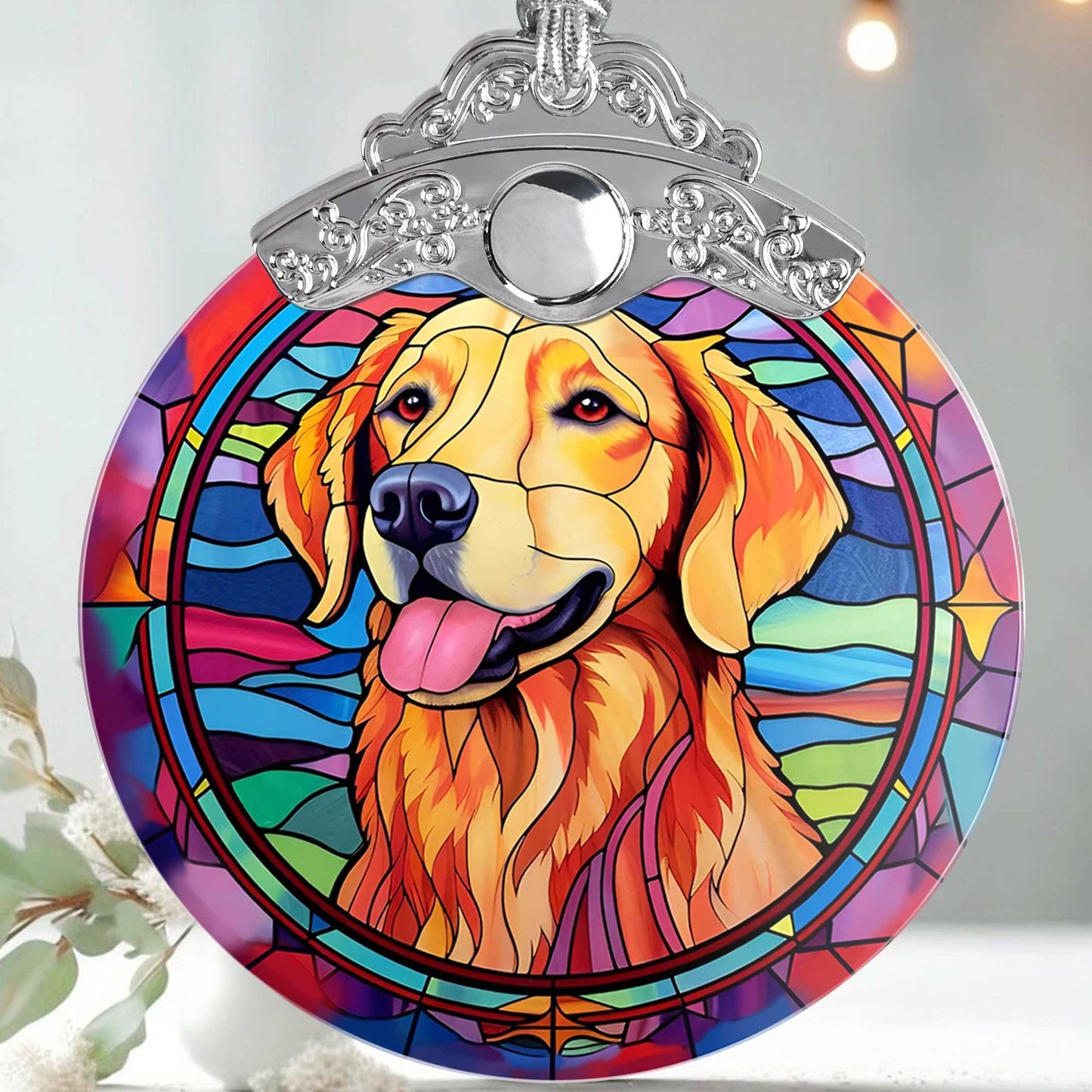 Stained Glass Christmas Ornaments, Jocidea Pet Ornaments for Christmas Tree, Christmas Tree Decor, Pet Lovers Gifts, Holiday Decor and Xmas Gifts Ideas