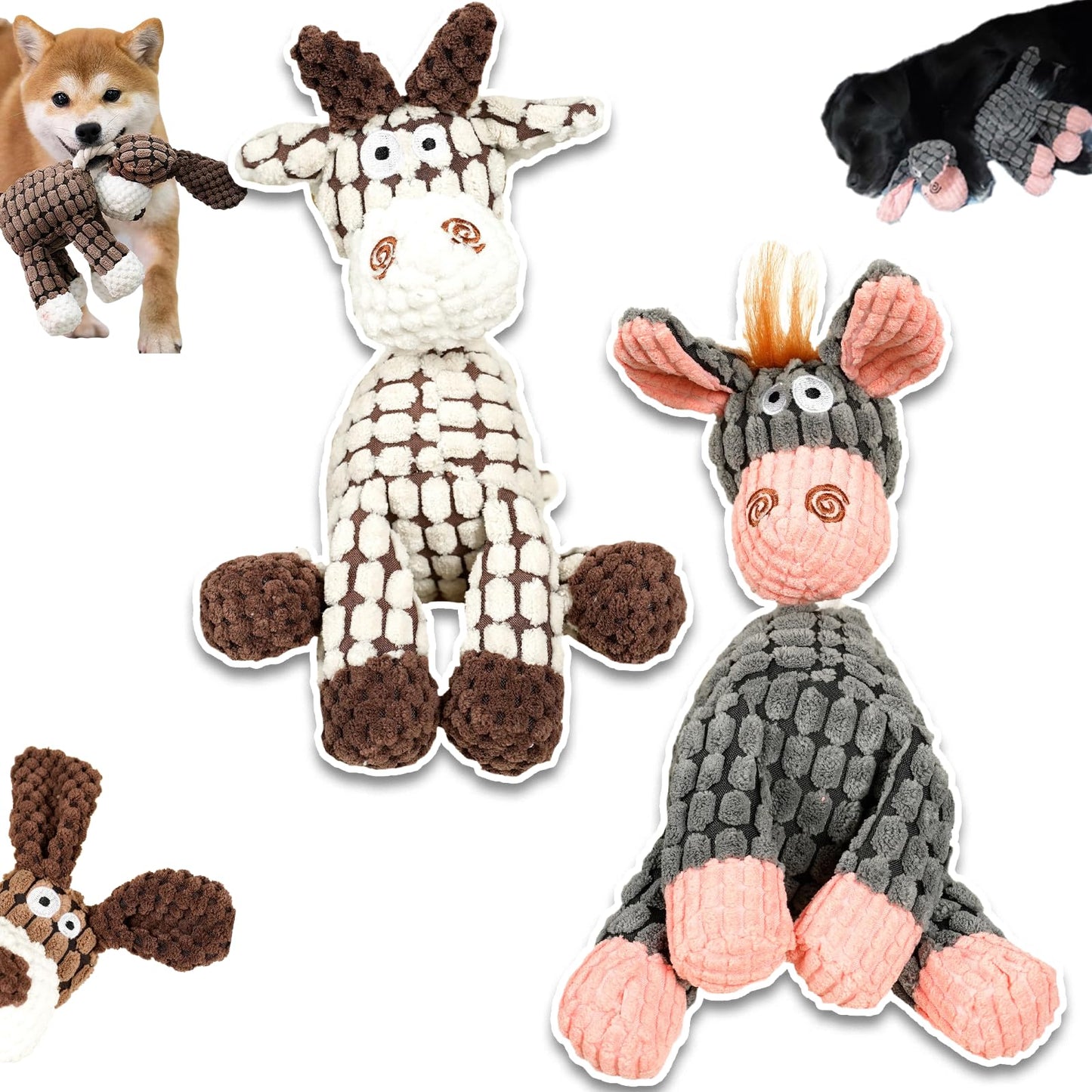 Bite Buddy Chew Toy for Dogs Indestructible, Petsboro Bitebuddy Dog Toys, Dog Stuffed Animals Chew Toys with Squeakers, Bite-Resistant Pet Plush, for Medium and Small Dogs (A+B)