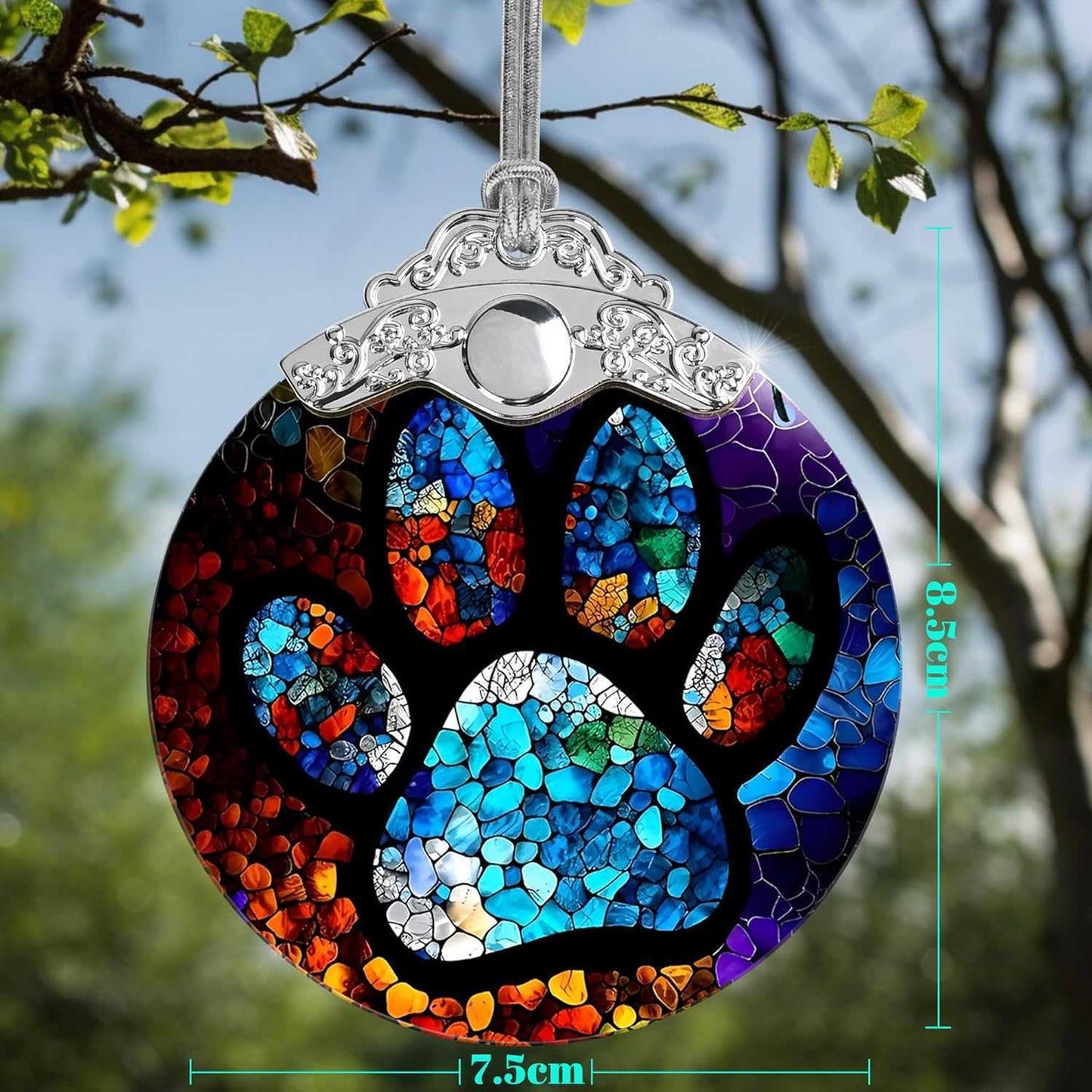 Stained Glass Christmas Ornaments, Jocidea Pet Ornaments for Christmas Tree, Christmas Tree Decor, Pet Lovers Gifts, Holiday Decor and Xmas Gifts Ideas