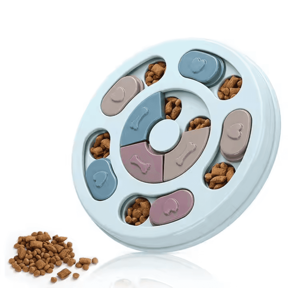Comedero interactivo de alimentación lenta con forma de rompecabezas para mascotas