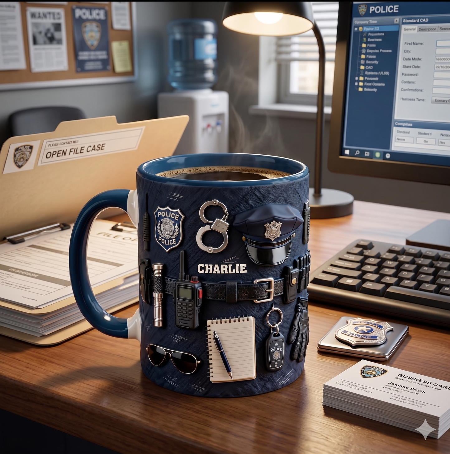 Personalized Police Officer 3D Effect Mug - Custom Name Law Enforcement Ceramic Coffee Cup, Police Academy Graduation Retirement Gift for Him Her, 11oz 15oz