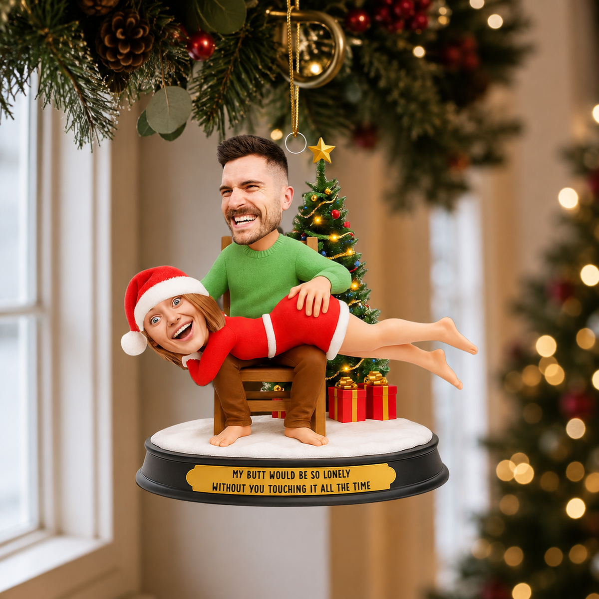 Personalized Couple 3D Photo Ornament, Funny Couples Acrylic Christmas Ornament, Custom Photo Christmas Gift for Boyfriend Girlfriend