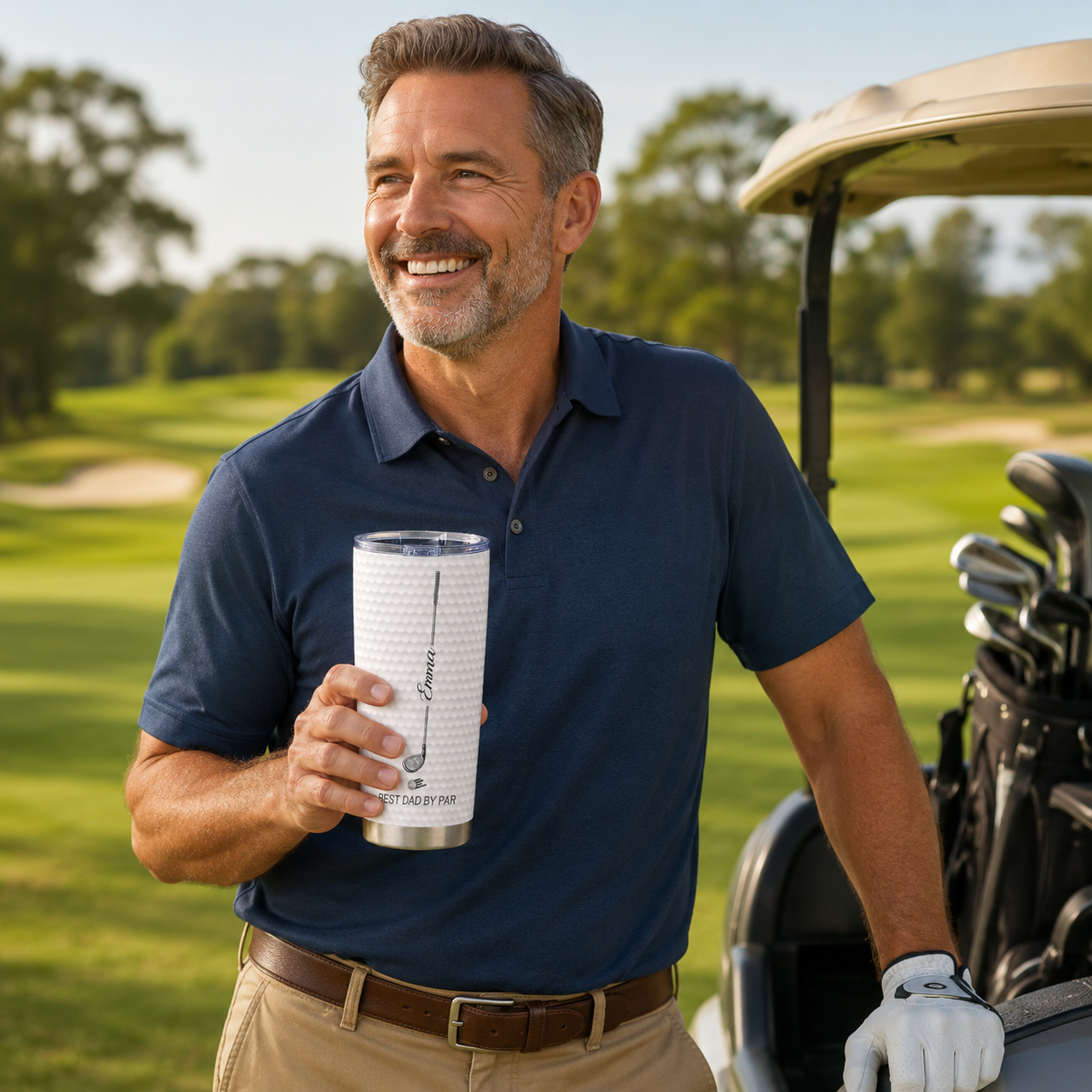 Best Dad By Par Personalized 20oz Stainless Steel Tumbler, Custom Dad Golf Tumbler with Kids' Names, Father's Day Gift