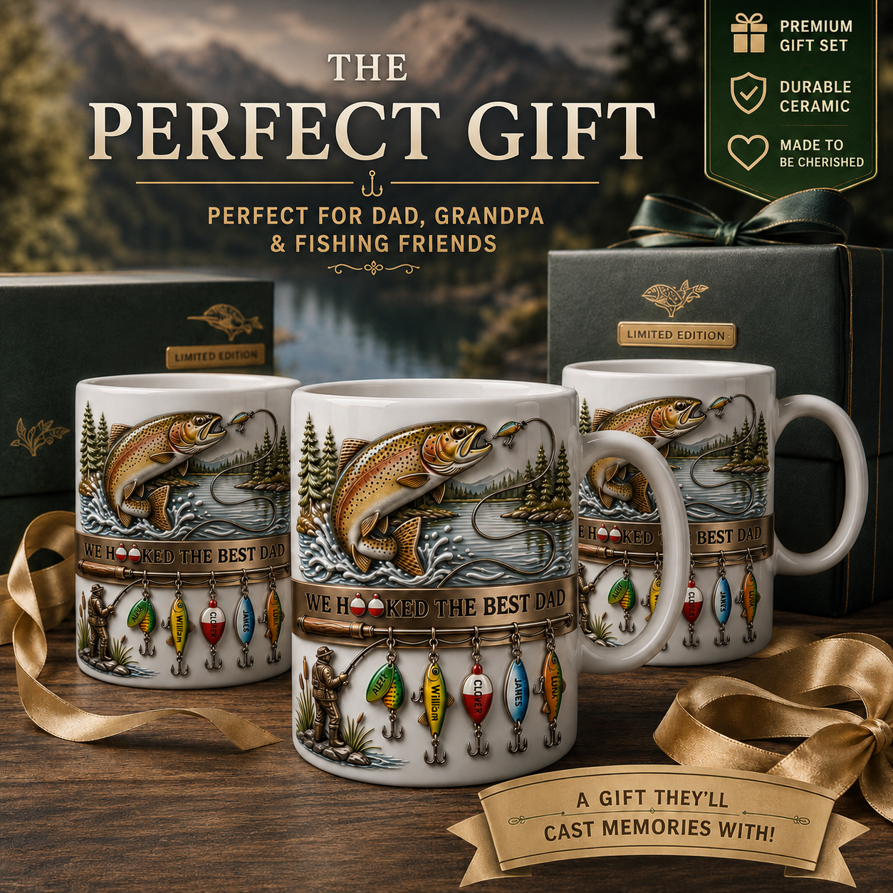 Fishing Best Dad Coffee Mug, Father's Day Fishing Gift, Ceramic Coffee Mug for Dad, Fisherman Gift