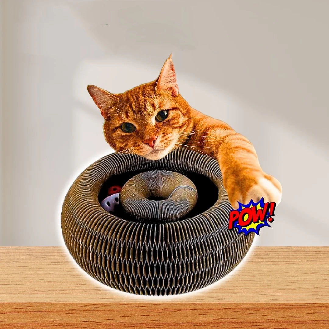 Magic Organ Cat Scratching Board, Cat Accordion Toy with Ball, Foldable Accordion Cats Toy, Interactive Scratch Pad Cats Toy with Toy Bell