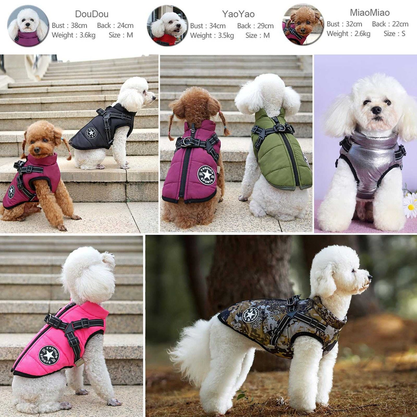 2 in 1 Dog Clothes for Large Dogs, Winter Warm Dog Coat Jacket Vest, Pet Coat Harness for Large Dog