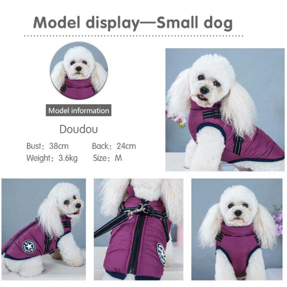 2 in 1 Dog Clothes for Large Dogs, Winter Warm Dog Coat Jacket Vest, Pet Coat Harness for Large Dog