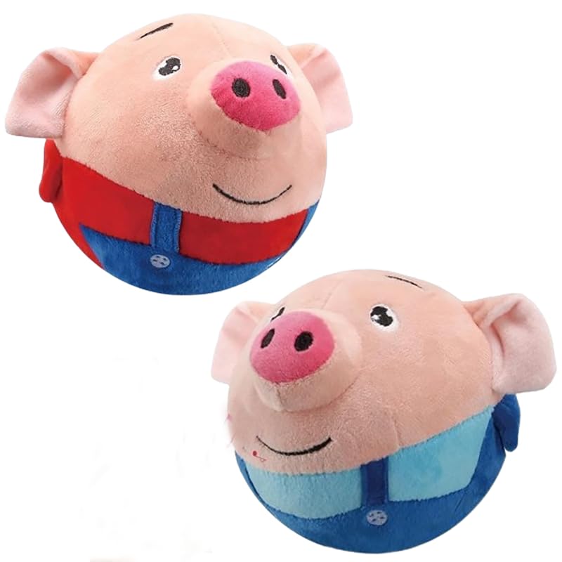 2025 New Squeaky Moving Dog Ball Toy Interactive Dog Puppy Toys Washable Cartoon Pig Plush Sound Electronic Dog Toy Shake Bounce Boredom Talking Toys