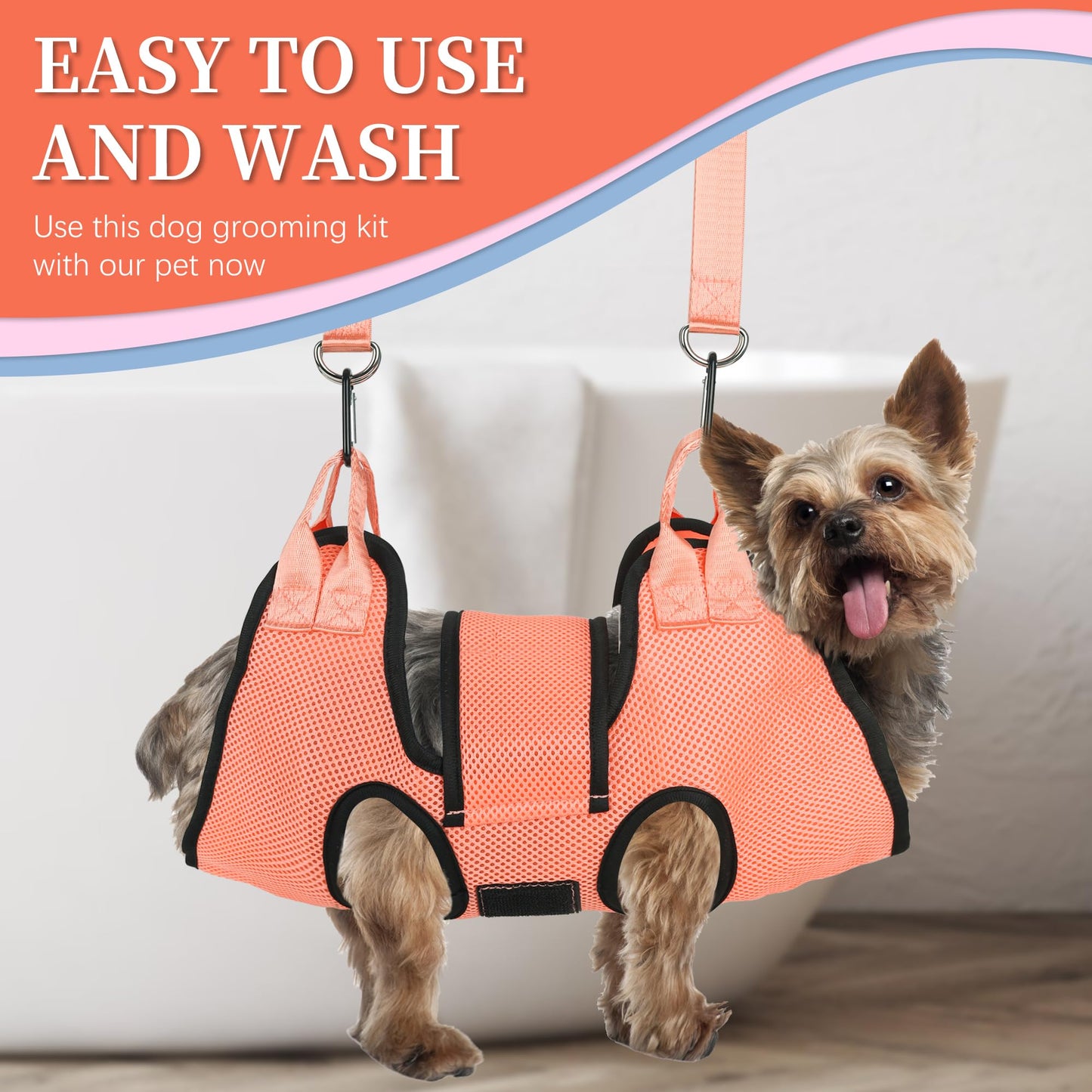 Dog Grooming Hammock for Cats & Dogs - Secure Sling for Nail Trimming & Care - Includes Nail Clippers, File & Comb