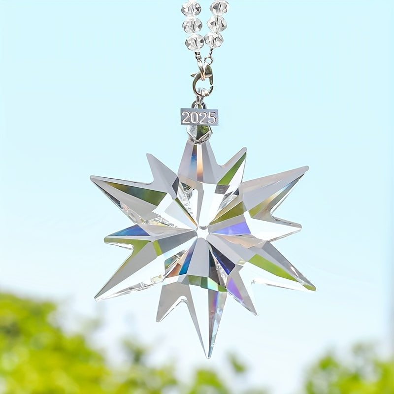 2025 Annual Christmas Ornaments Crystal Snowflake Star, Sparkly Crystal Ornaments for Christmas Tree, Beautiful Christmas Ornaments for Women Girls