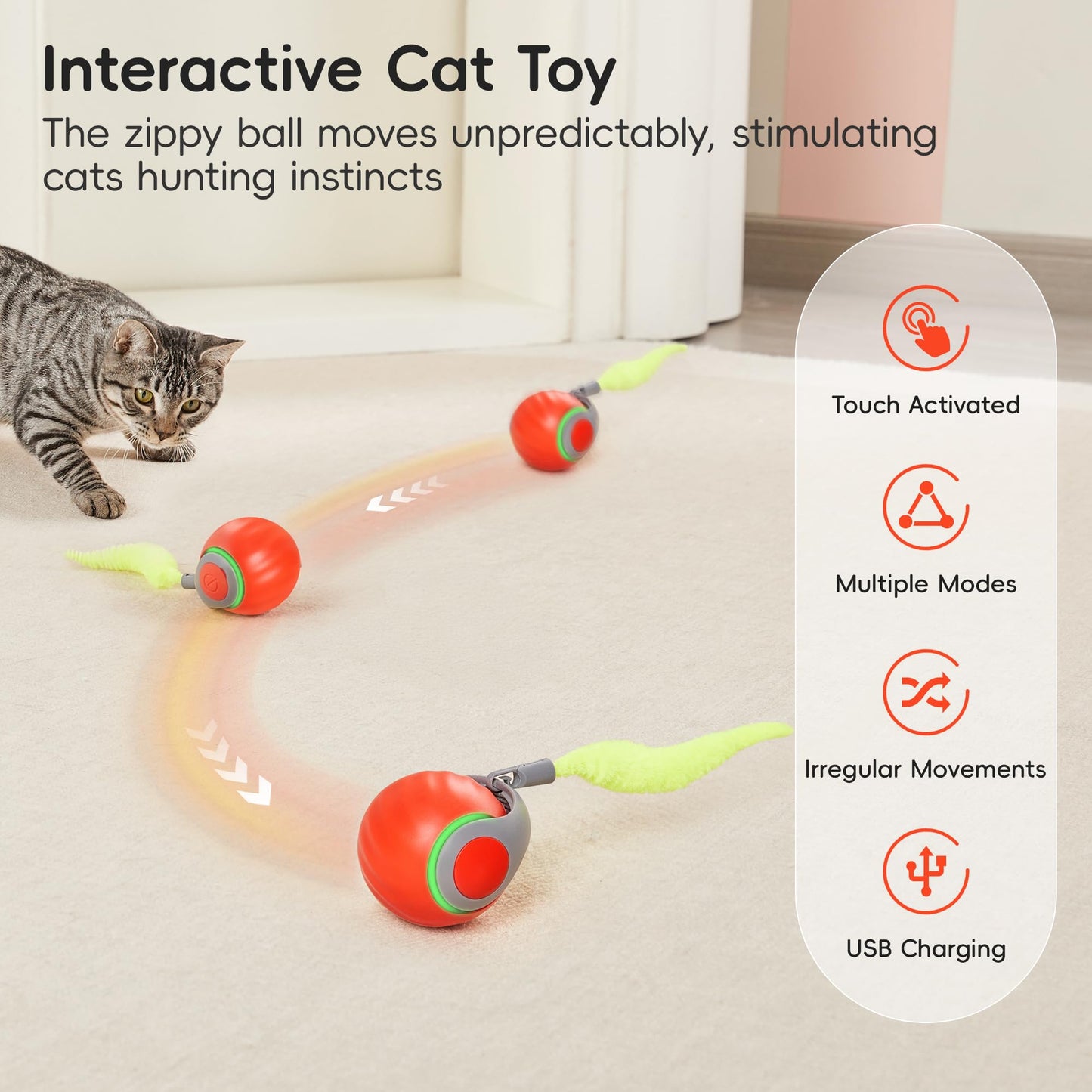 2Packs Speedy 2.0 Tail Cat Toys for Bored Indoor Adult Cats, 2025 New Generation Interactive Cat Toys for Indoor Cats, Blue and Orange