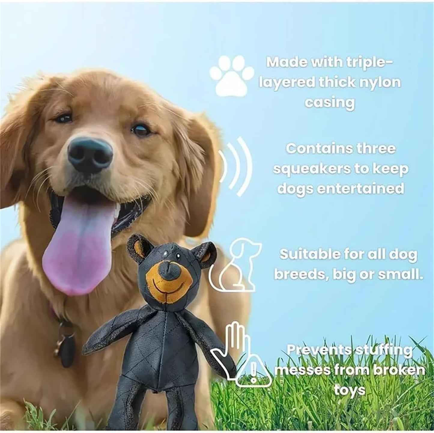 2025 New Unbreak-Bear for Heavy Chewers,Unbreak Bear Dog, Chew Toys Interactive, Indestructible Squeaky Toys