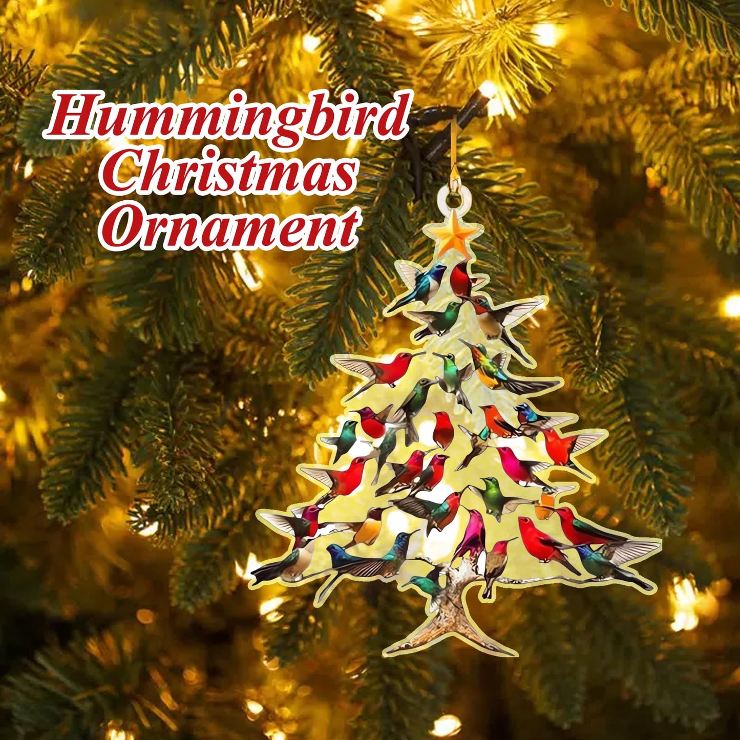 2025 New Stacked Hummingbird Ornament for Christmas, Upgrade Winter Colorful Stack Hummingbirds Home Decor Ornaments